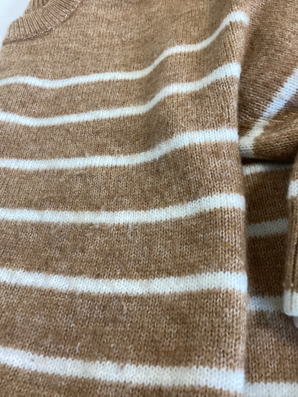 Designer $89 JASON WU Wool Classic Crewneck Americana Striped Sweater Camel - Picture 4 of 11